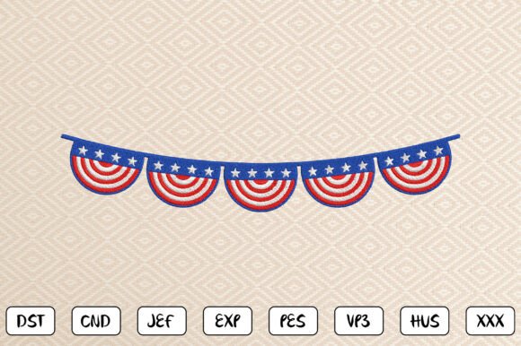 4th of July Bunting Embroidery Design