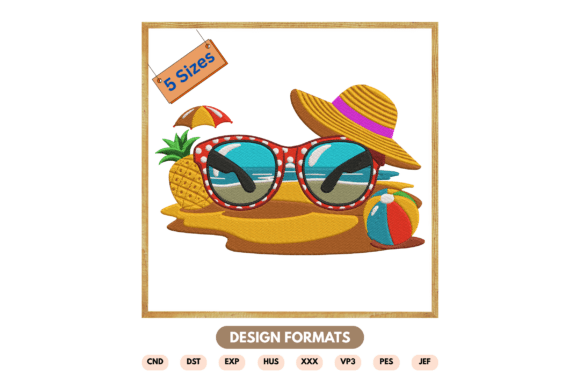 Beach Sunglasses Embroidery Design