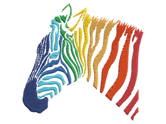 Colorful Zebra Embroidery