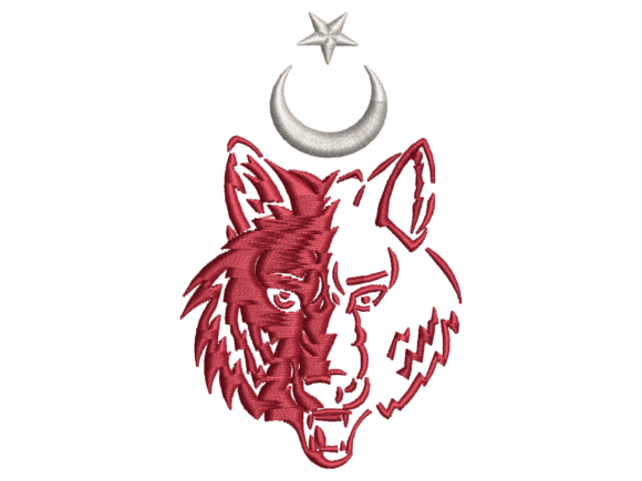 Crescent Moon Wolf Embroidery