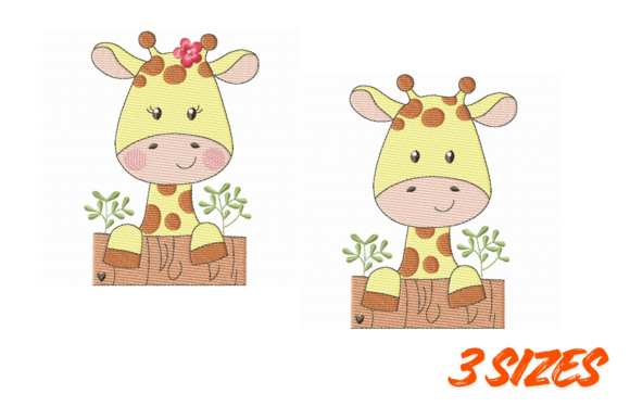 Cute Giraffe Couple Embroidery Set