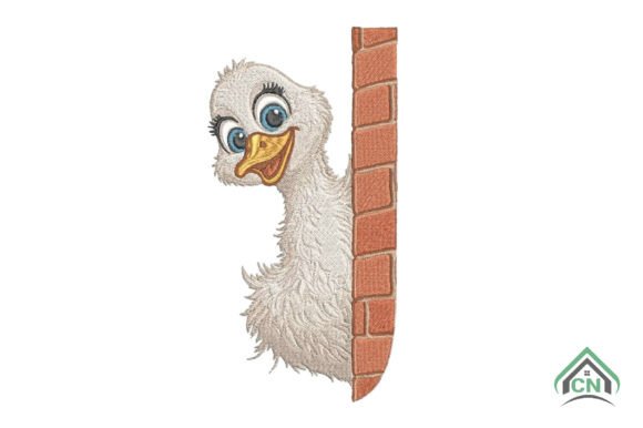 Cute Goose Peeking Embroidery Design