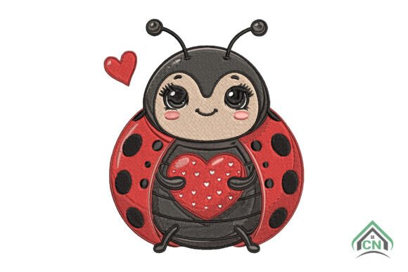 Cute Ladybug with Heart Embroidery