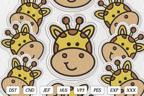Cute Safari Giraffe Embroidery