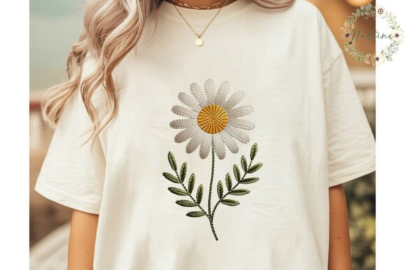 Delicate Daisy Embroidery PNG Clipart