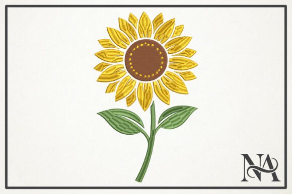 Detailed Sunflower Embroidery Design