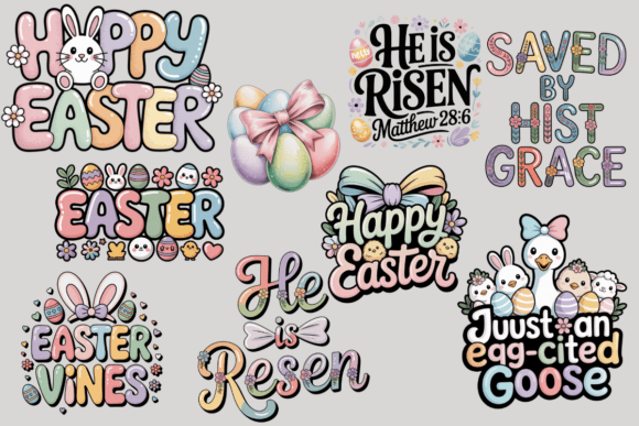 Embroidery Easter PNG Bundle