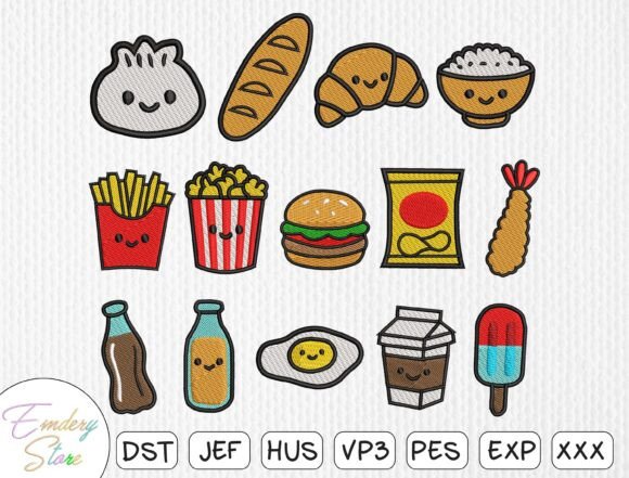 Kawaii Food Drink Patches Embroidery