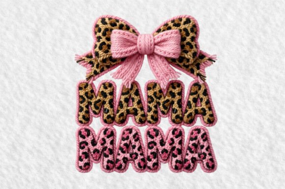 Leopard Mama Mama Bow Embroidery PNG