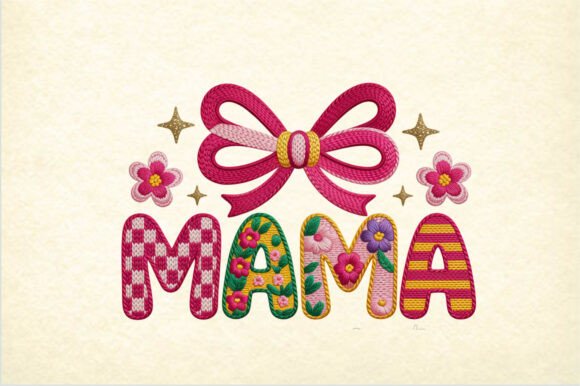 MAMA Embroidery PNG Letters