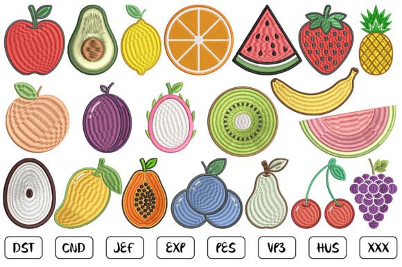 Mini Fruits Machine Embroidery Design