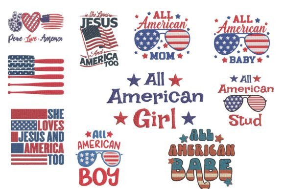 Patriotic USA Family Embroidery Design
