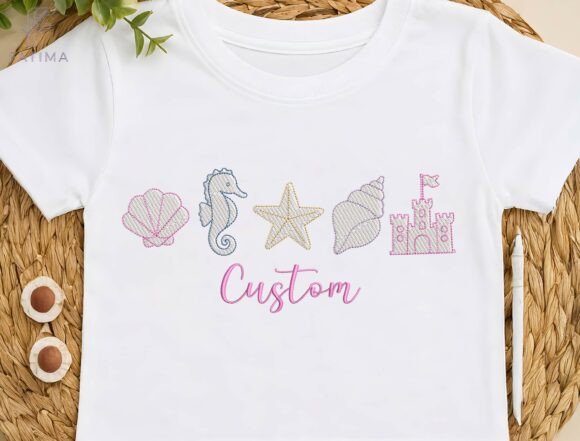 Personalized Beach Embroidery Design