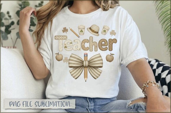 Teacher St. Patricks Day Embroidery PNG