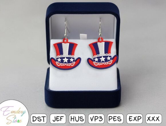 Uncle Sam Hat Earrings Embroidery Design