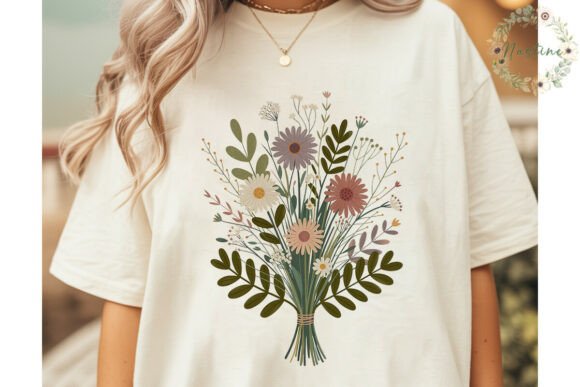 Wildflower Embroidery Style PNG Clipart