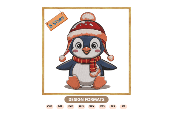 Winter Penguin Machine Embroidery